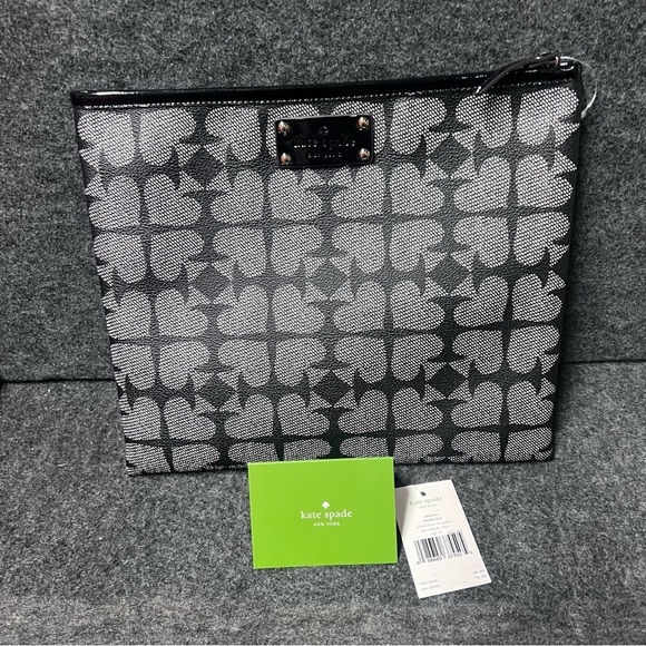 KATE SPADE Adrianne Pebbled Ace of Spades Universal Tablet Sleeve WLRU1241 Black - Picture 1 of 16